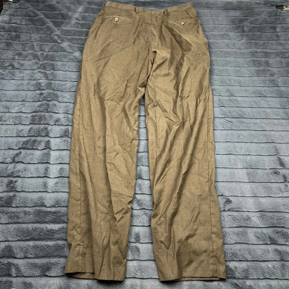 Cremieux Loro Piana Wool Dress Pants Mens 34R Brown Flat Front Italian Fabric